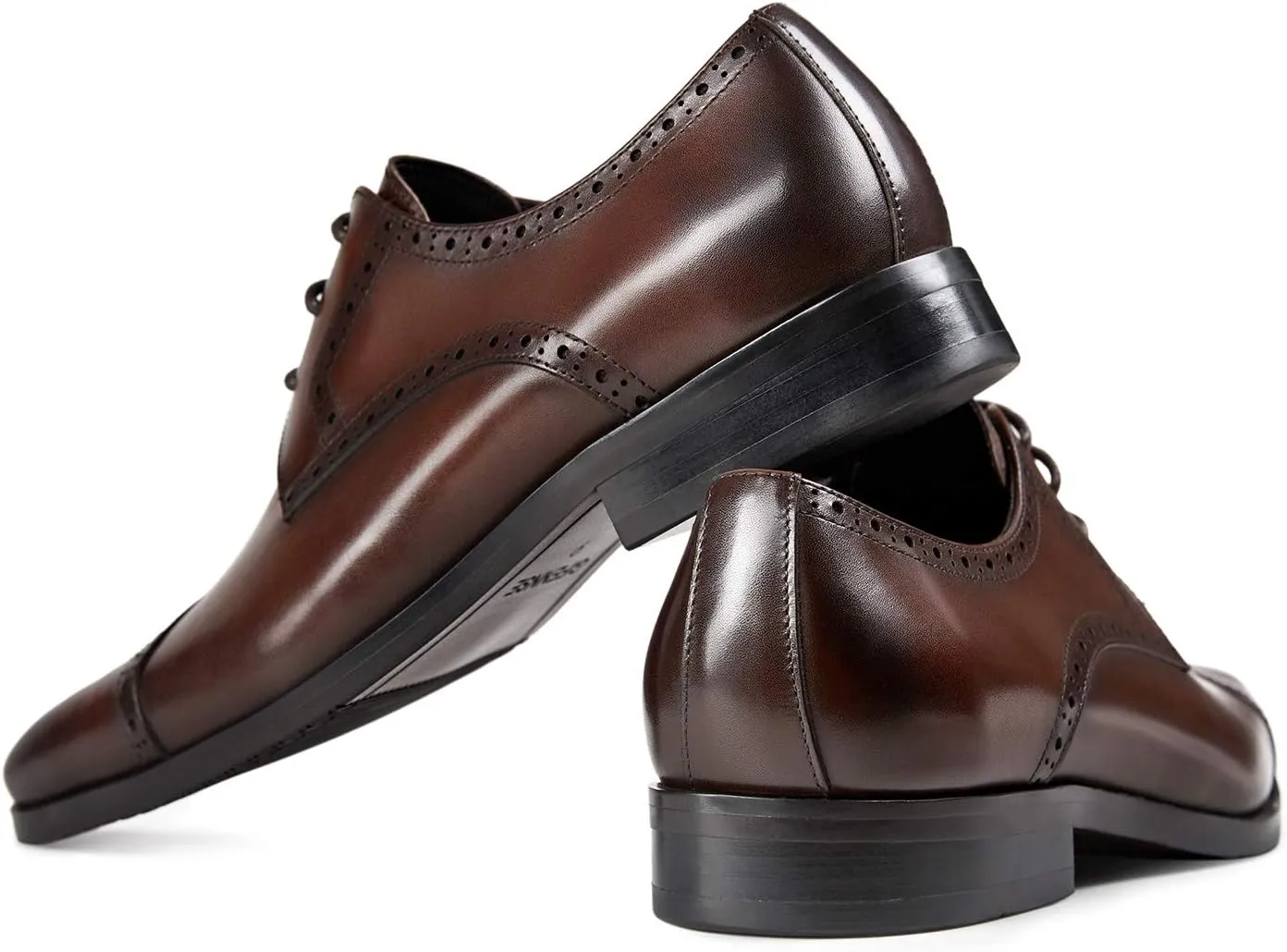 GIFENNSE Men's Dress Shoes Classic Calfskin Leather Wedding Oxford Formal Shoes