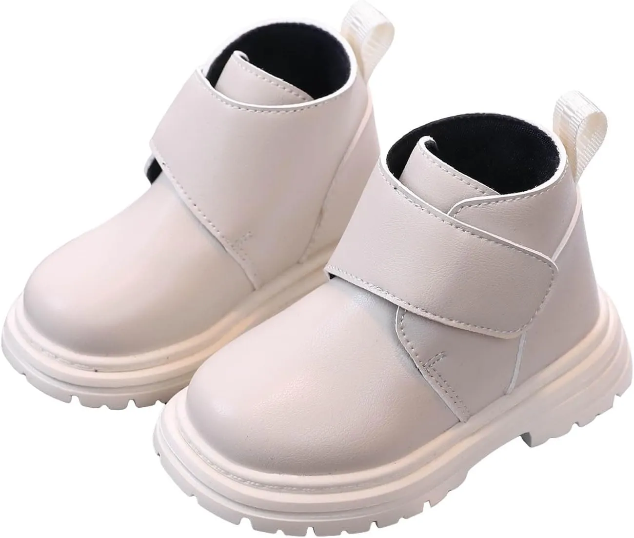 Girl's Ankle Riding Boots Faux Leather Short Booties Warm Outdoor Hiking Boots,Comfortable Water- Slip on Boots,Toddler Non Slip Texture Soft Durable Walking Boot Sole Baby Hook and Loop Boots