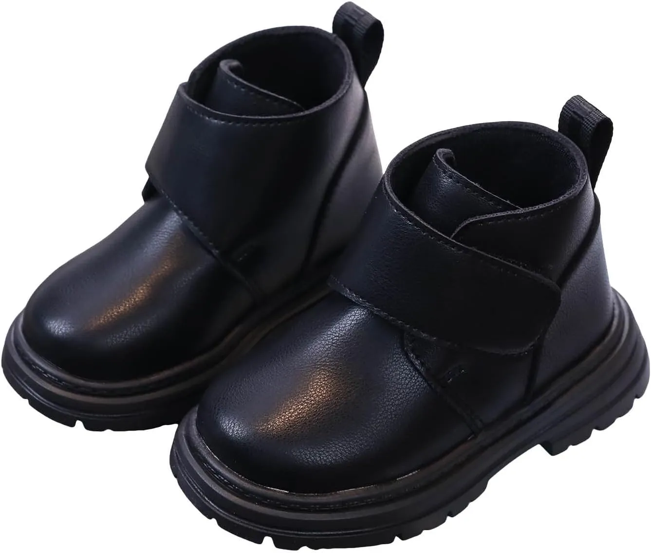 Girl's Ankle Riding Boots Faux Leather Short Booties Warm Outdoor Hiking Boots,Comfortable Water- Slip on Boots,Toddler Non Slip Texture Soft Durable Walking Boot Sole Baby Hook and Loop Boots