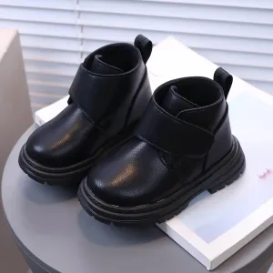 Girl's Ankle Riding Boots Faux Leather Short Booties Warm Outdoor Hiking Boots,Comfortable Water- Slip on Boots,Toddler Non Slip Texture Soft Durable Walking Boot Sole Baby Hook and Loop Boots