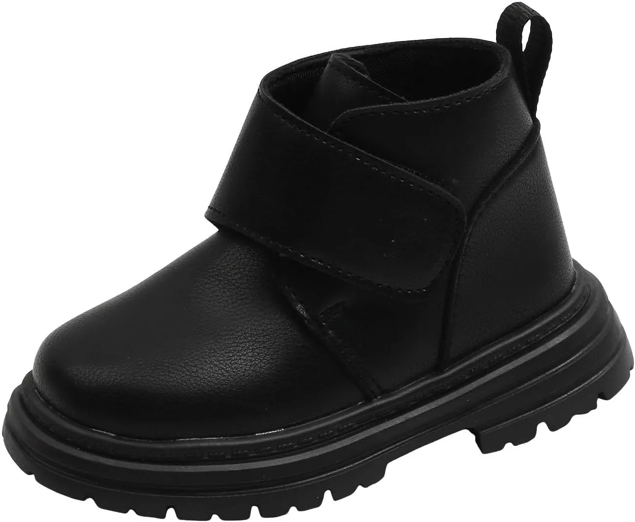 Girl's Ankle Riding Boots Faux Leather Short Booties Warm Outdoor Hiking Boots,Comfortable Water- Slip on Boots,Toddler Non Slip Texture Soft Durable Walking Boot Sole Baby Hook and Loop Boots