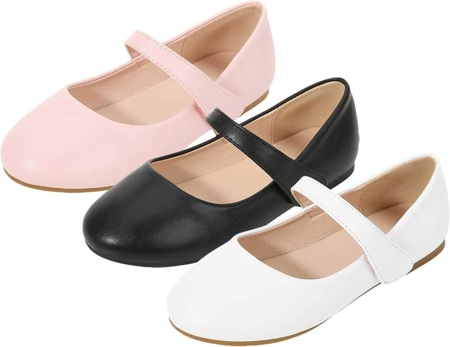 Girls Mary Jane Ballerina Flat Dress Shoes for Toddler Kids Princess Easy Buckle School Uniform Church Formal Shoes