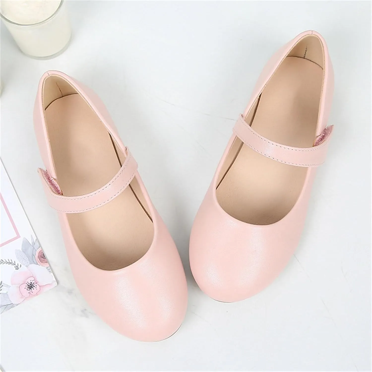 Girls Mary Jane Ballerina Flat Dress Shoes for Toddler Kids Princess Easy Buckle School Uniform Church Formal Shoes