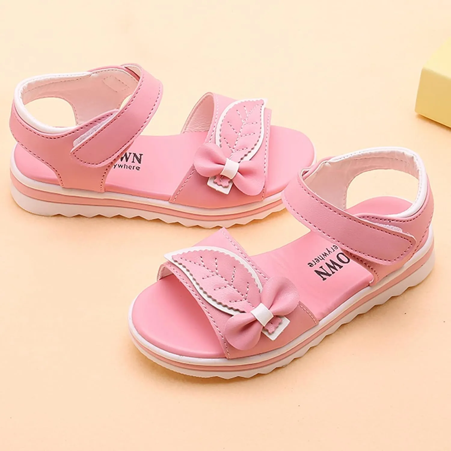Girls Shoes Fashion Flower Thick Sole Sandals Soft Sole Comfortable Princess Sandals Outdoor Sports Sandals for Girls (Pink, 9-9.5 Years Big Kids)