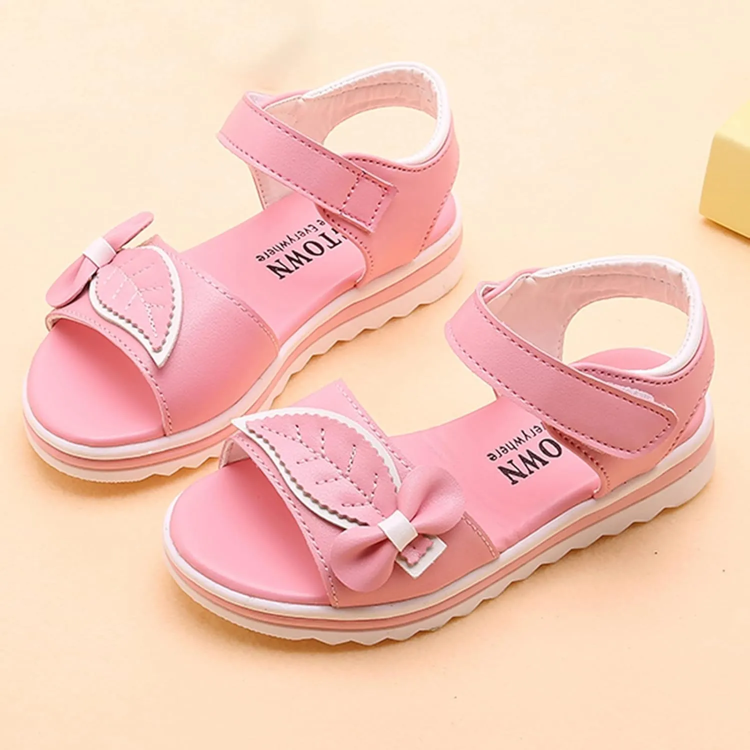 Girls Shoes Fashion Flower Thick Sole Sandals Soft Sole Comfortable Princess Sandals Outdoor Sports Sandals for Girls (Pink, 9-9.5 Years Big Kids)