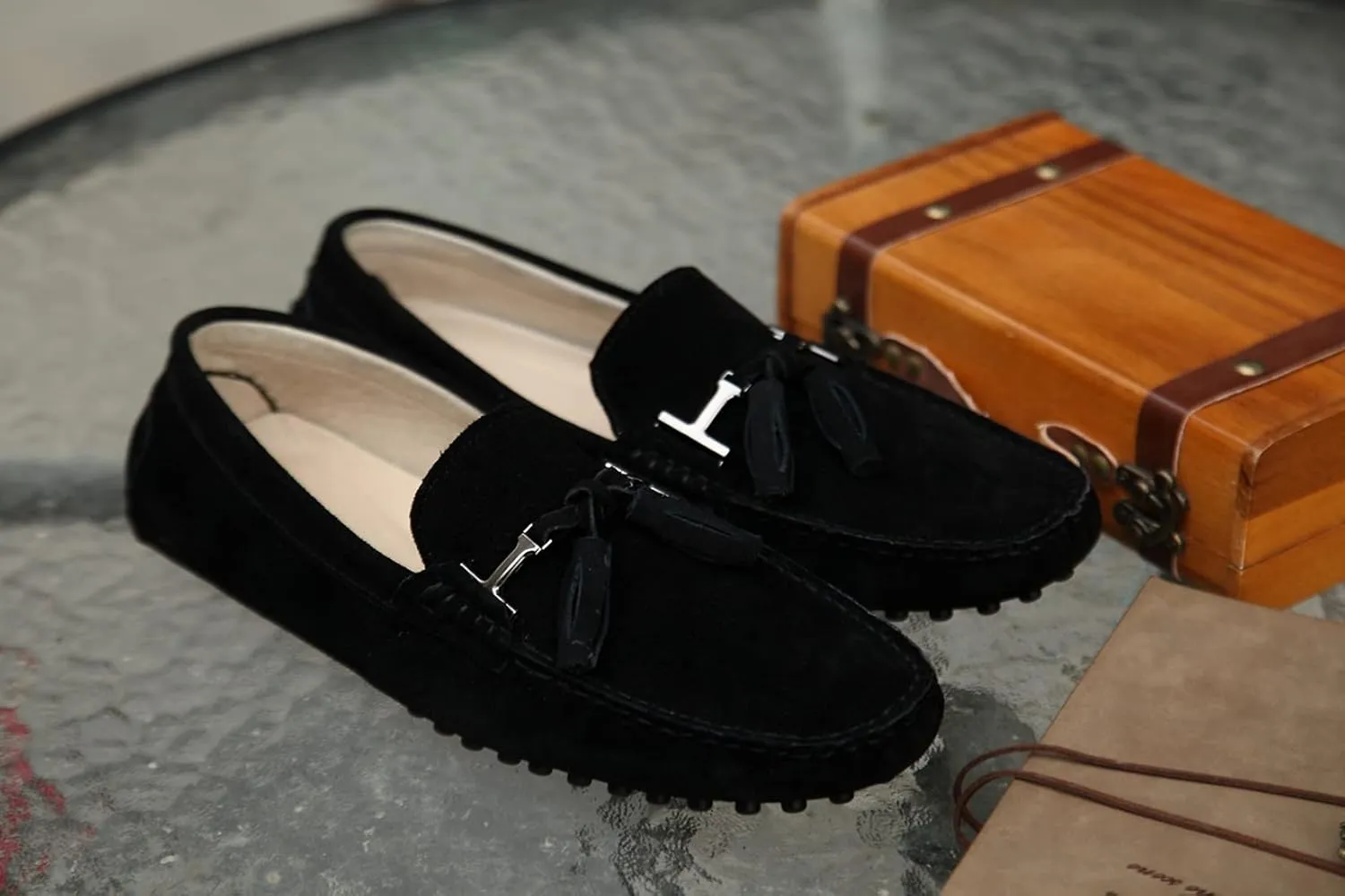 Hanfike Womens Casual Loafers Shoes Slip on Flats with Tassel Buckle Knot