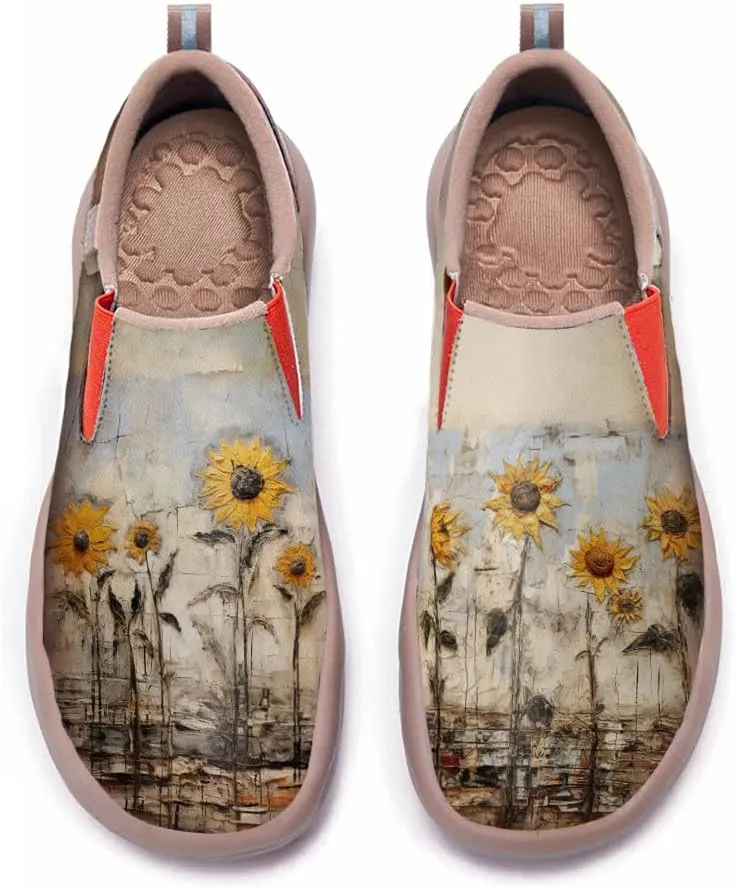 Hetios Womens Casual Loafers Travel Shoes Art Painted Comfortable Slip-Ons Leather Sneakers