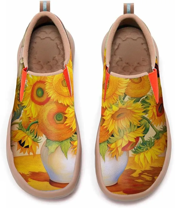 Hetios Womens Casual Loafers Travel Shoes Art Painted Comfortable Slip-Ons Leather Sneakers