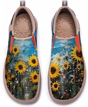 Hetios Womens Casual Loafers Travel Shoes Art Painted Comfortable Slip-Ons Leather Sneakers