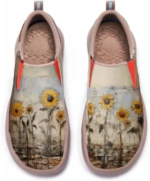 Hetios Womens Casual Loafers Travel Shoes Art Painted Comfortable Slip-Ons Leather Sneakers