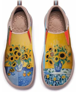 Hetios Womens Casual Loafers Travel Shoes Art Painted Comfortable Slip-Ons Leather Sneakers
