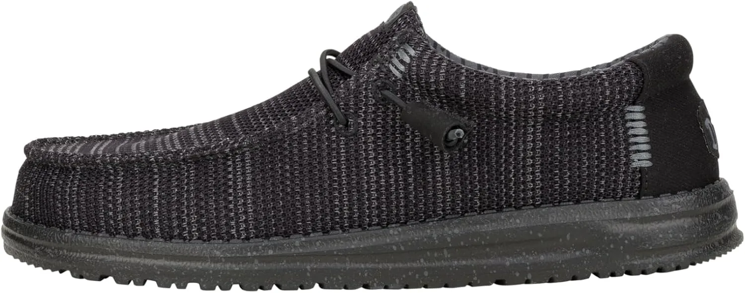 Hey Dude Wally Stretch Sox Black/Black Size 10, Men’s Shoes, Men's Slip-on Loafers, Comfortable & Light-Weight