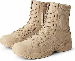 High Rise Hiking Boots, Desert Boots Mens Military, Outdoor Hiking Army Patrol Combat Side Zipper Shose, Breathable and Durable Jungle Work Tactical Footwear, for Trekking,Climbing,Fishing,Walking
