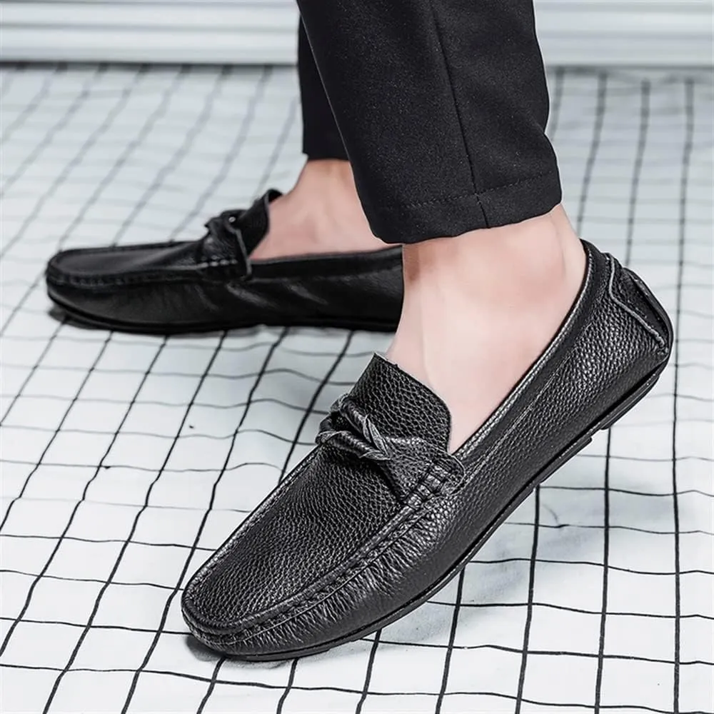 HOOENG Men's Loafers Shoes Penny Driving Loafers Solid Colors Leather Flexible Comfortable Anti-Slip Outdoor Slip-ons