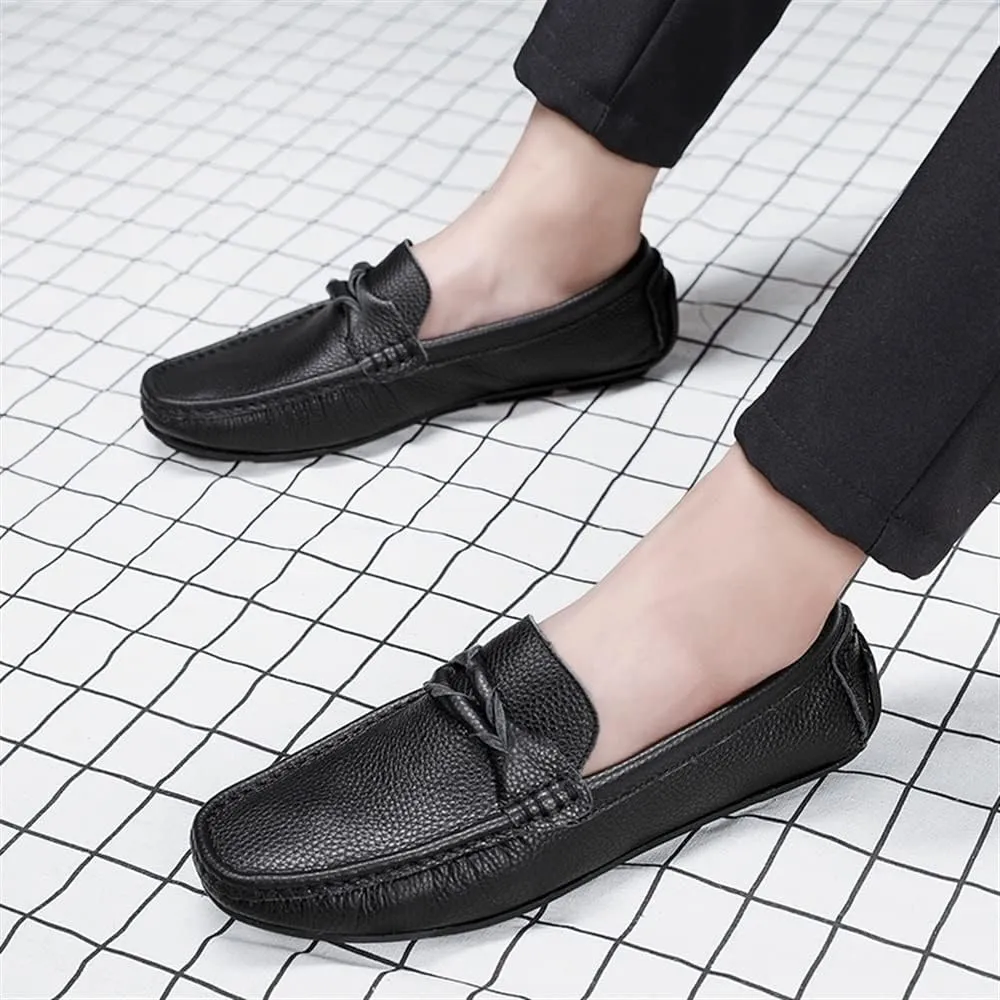HOOENG Men's Loafers Shoes Penny Driving Loafers Solid Colors Leather Flexible Comfortable Anti-Slip Outdoor Slip-ons
