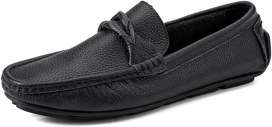 HOOENG Men's Loafers Shoes Penny Driving Loafers Solid Colors Leather Flexible Comfortable Anti-Slip Outdoor Slip-ons