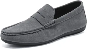 HOOENG Men's Loafers Suede Vamp Driving Penny Loafers Apron Toe Comfortable Flat Heel Lightweight Wedding Fashion Slip-ons