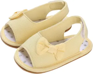 Infant Baby Girls Sandals With Flower Bowknot Soft Sole Shoes Newborn Toddler First Walkers Crib Dress Shoes