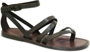 Italian Strappy Sandals Women Handmade in Brown Leather