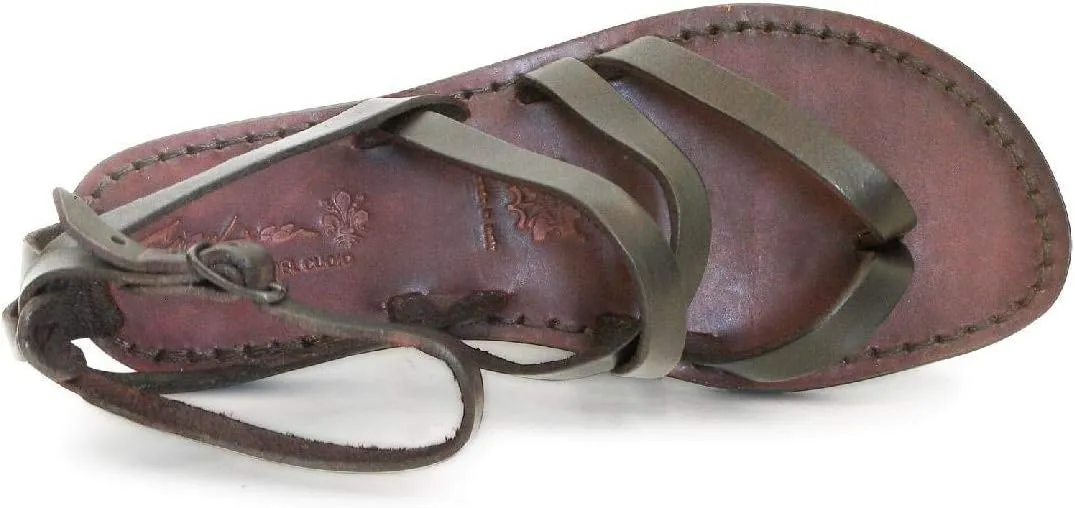 Italian Strappy Sandals Women Handmade in Brown Leather