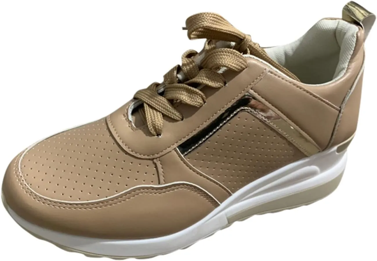 Kamendita Women's Walking Shoes,Women Lace-up Wedge Slip-Ons Canvas Shoes Loafers Shoes Casual Athletic Running Sneakers