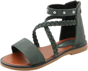 Kids Girls Roman Sandals Vintage Strappy High Top Soft Sole Beach Shoes Flat Open Toe Sandals Toddler Girl Slippers