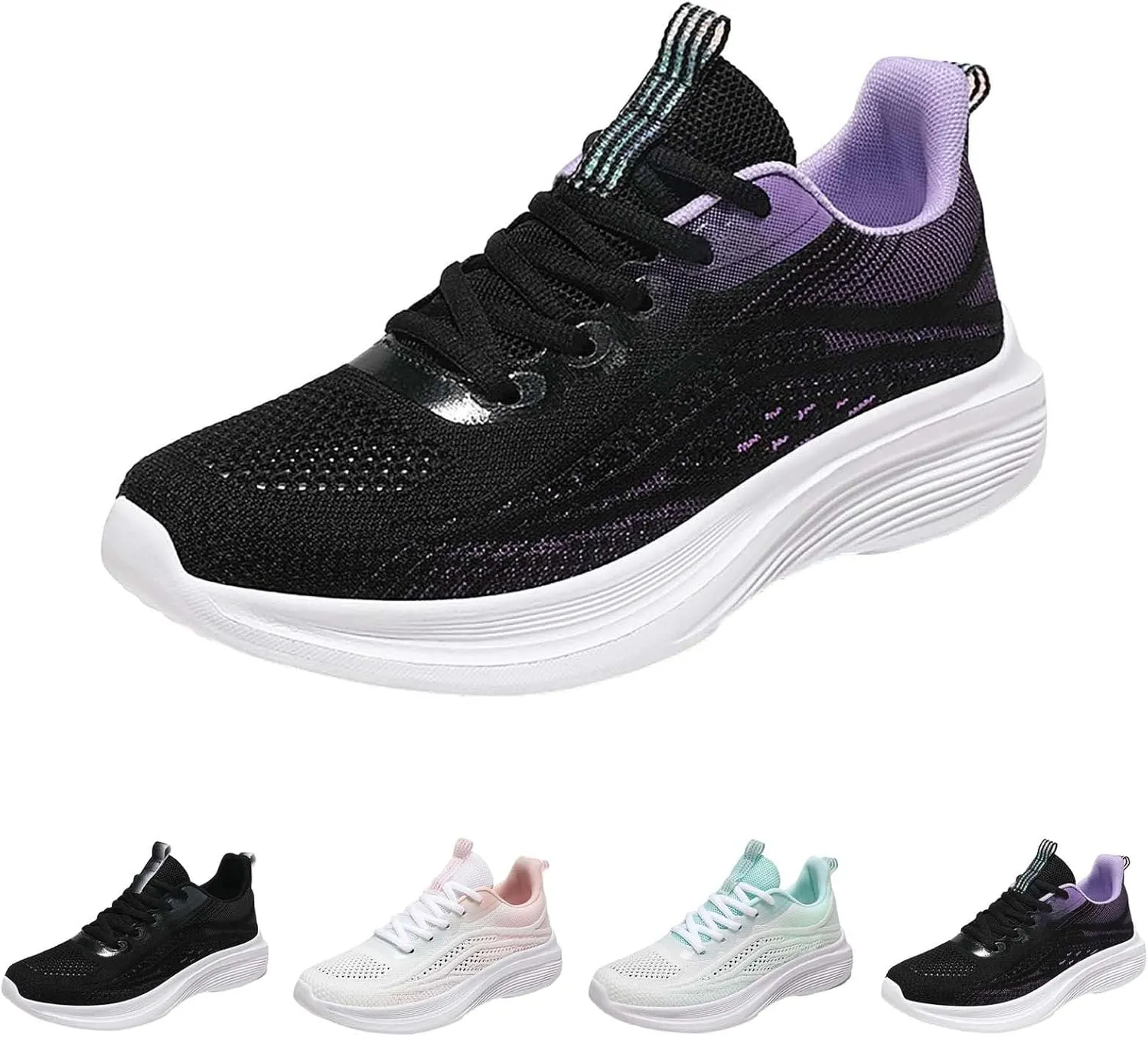 Ladies Mesh Breathable Non Slip Casual Walking Shoes Simple Comfortable Lighweight Sneakers Low Top Soft Sole Cute Fashion Outdoor Sports Shoes for Women
