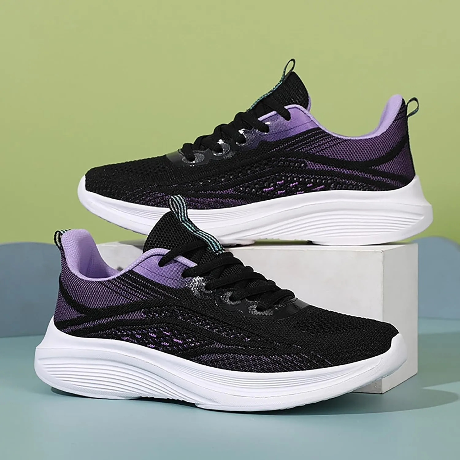 Ladies Mesh Breathable Non Slip Casual Walking Shoes Simple Comfortable Lighweight Sneakers Low Top Soft Sole Cute Fashion Outdoor Sports Shoes for Women