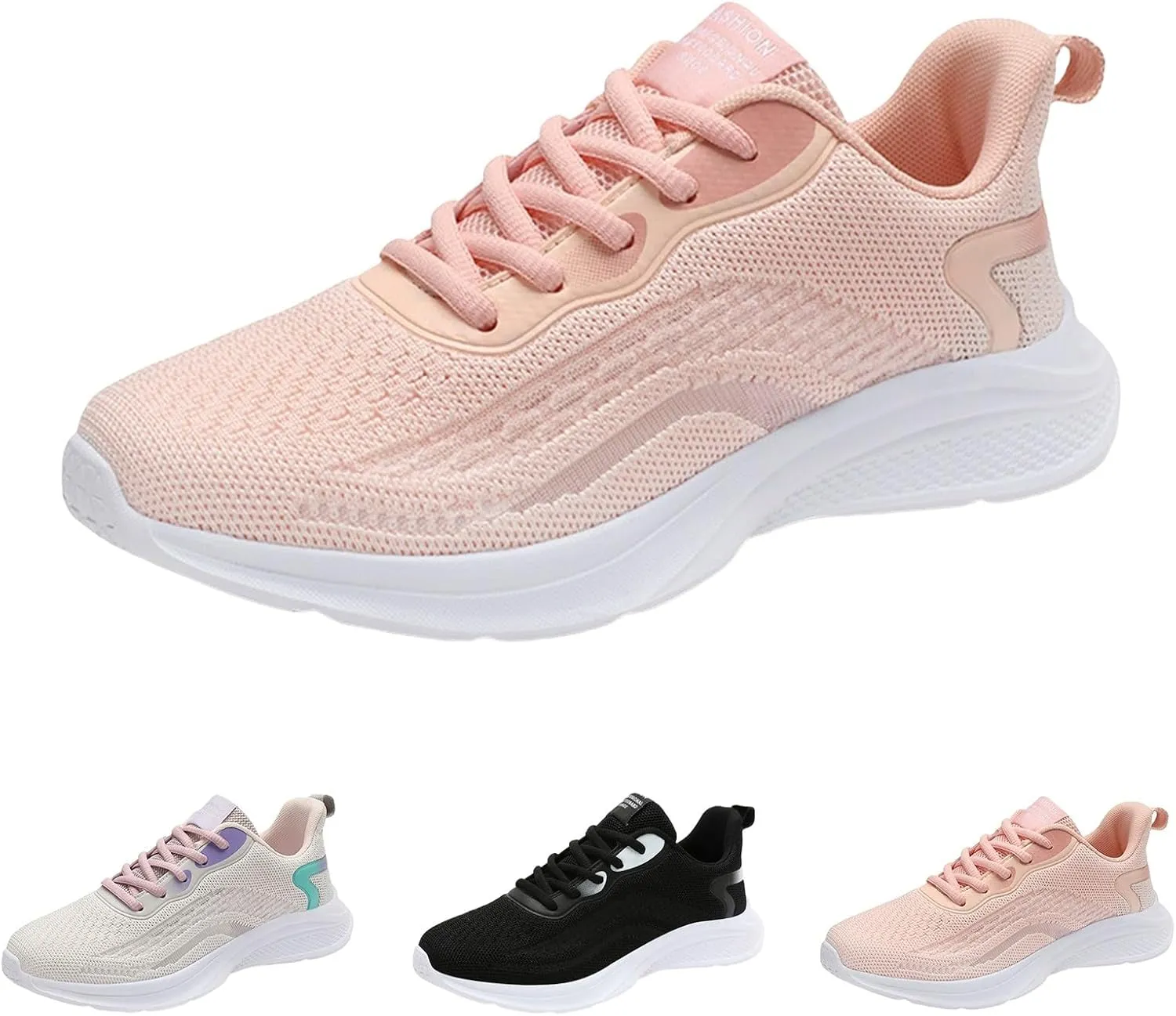 Ladies Orthopedic Sneakers Lace-up Casual Breathable Soft Sole Walking Running Shoes Comfortable Tennis Shoes Non Slip Womens Sneakers with Arch Support