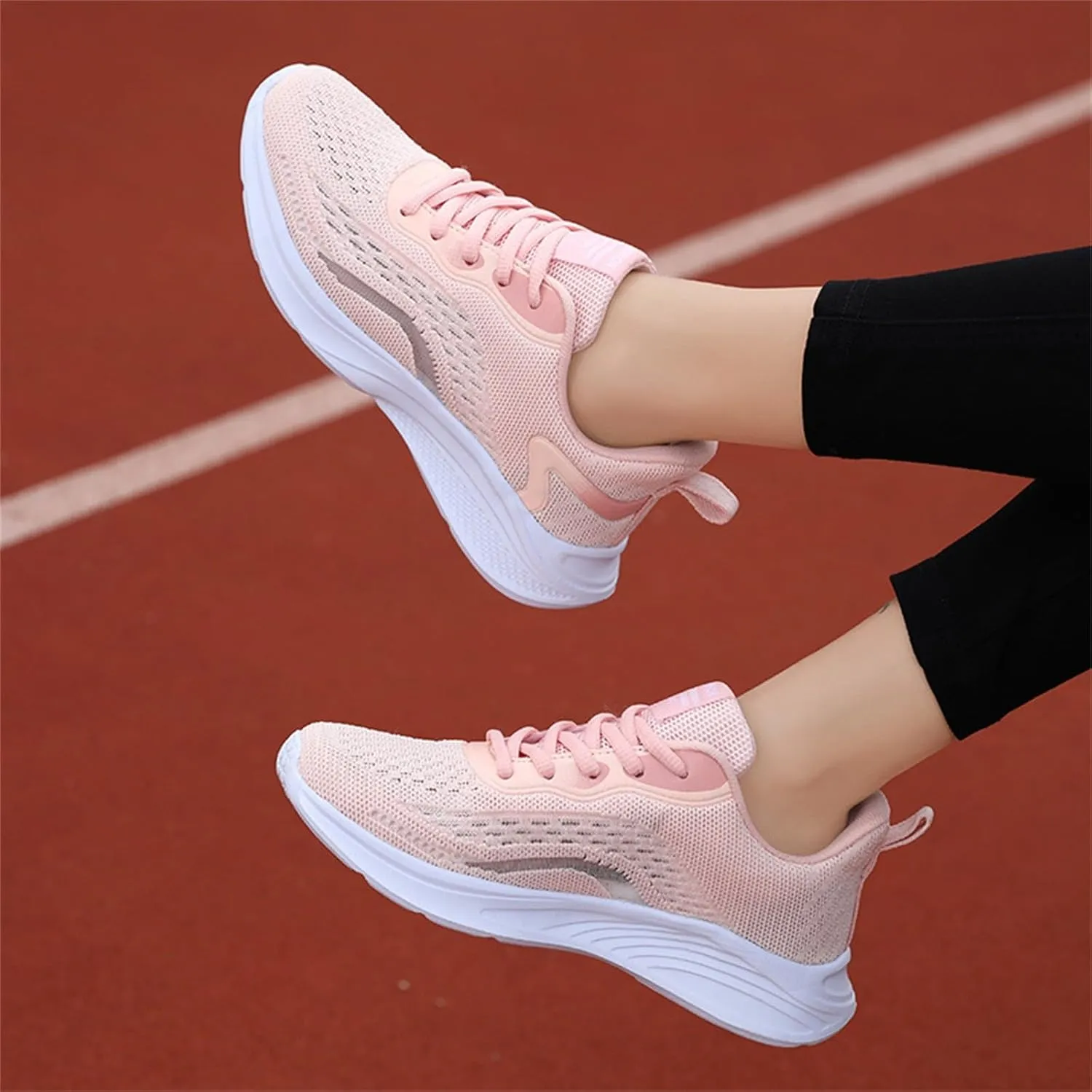 Ladies Orthopedic Sneakers Lace-up Casual Breathable Soft Sole Walking Running Shoes Comfortable Tennis Shoes Non Slip Womens Sneakers with Arch Support