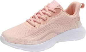 Ladies Orthopedic Sneakers Lace-up Casual Breathable Soft Sole Walking Running Shoes Comfortable Tennis Shoes Non Slip Womens Sneakers with Arch Support