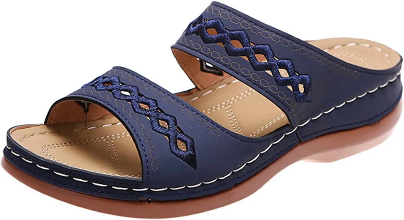Ladmiple Orthotic Sandals For Women Plantar Fasciitis Fashion Slides Slip On Orthopedic Slipper With Comfortable Arch Support