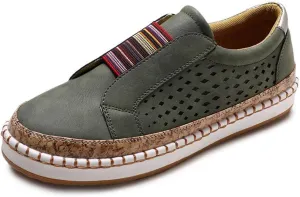 Ladmiple Womens Shoes Dressy Casual Comfortable Orthopedic Slip On Canvas Shoes Platform Walking Sneakers Flats Loafers