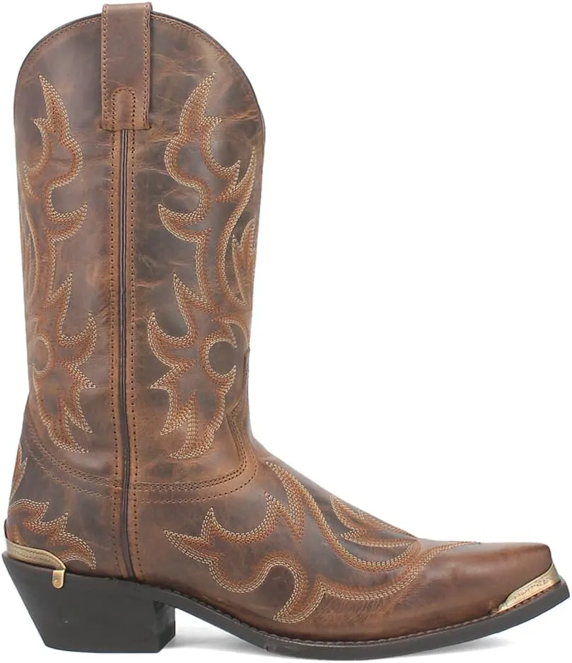 Laredo Mens Jameson Embroidered Snip Toe Casual Boots Mid Calf - Brown