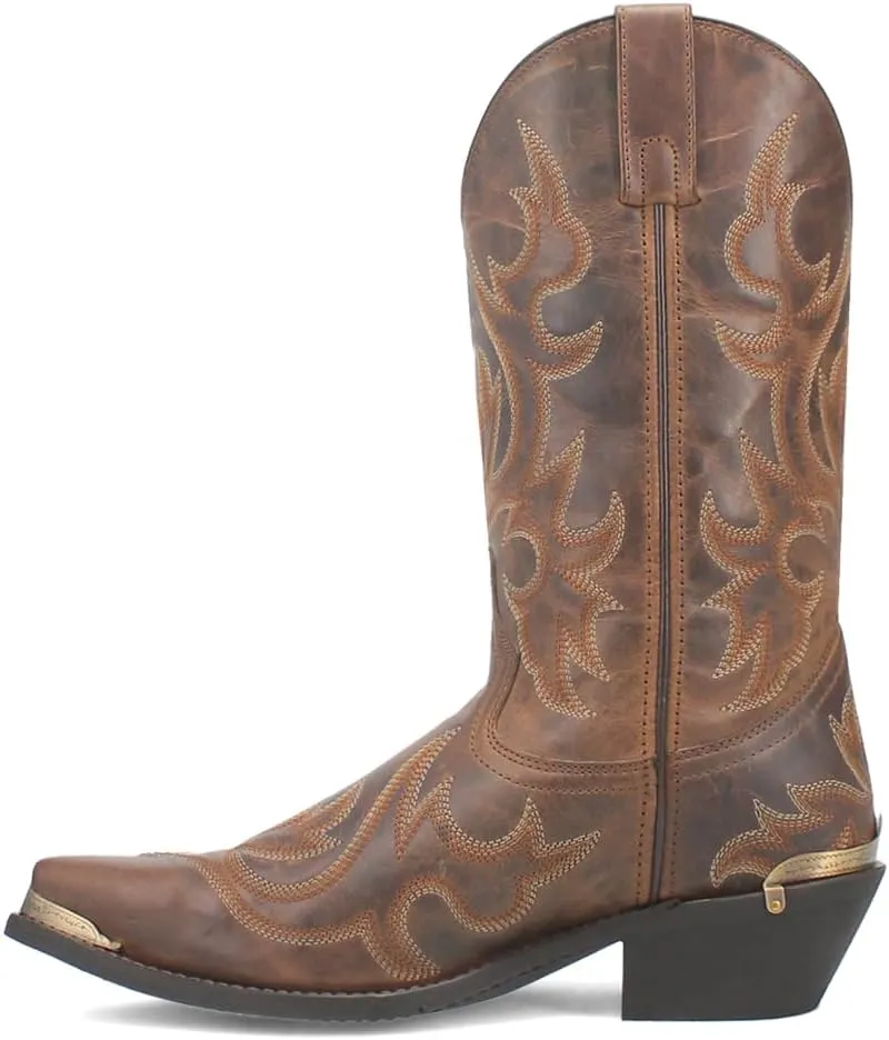 Laredo Mens Jameson Embroidered Snip Toe Casual Boots Mid Calf - Brown