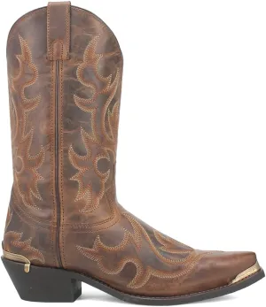 Laredo Mens Jameson Embroidered Snip Toe Casual Boots Mid Calf - Brown