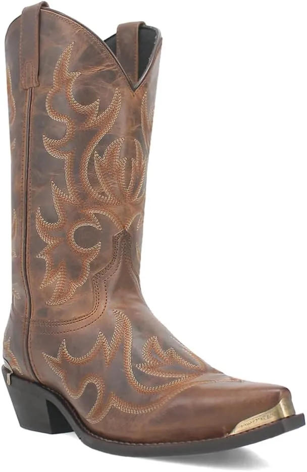 Laredo Mens Jameson Embroidered Snip Toe Casual Boots Mid Calf - Brown