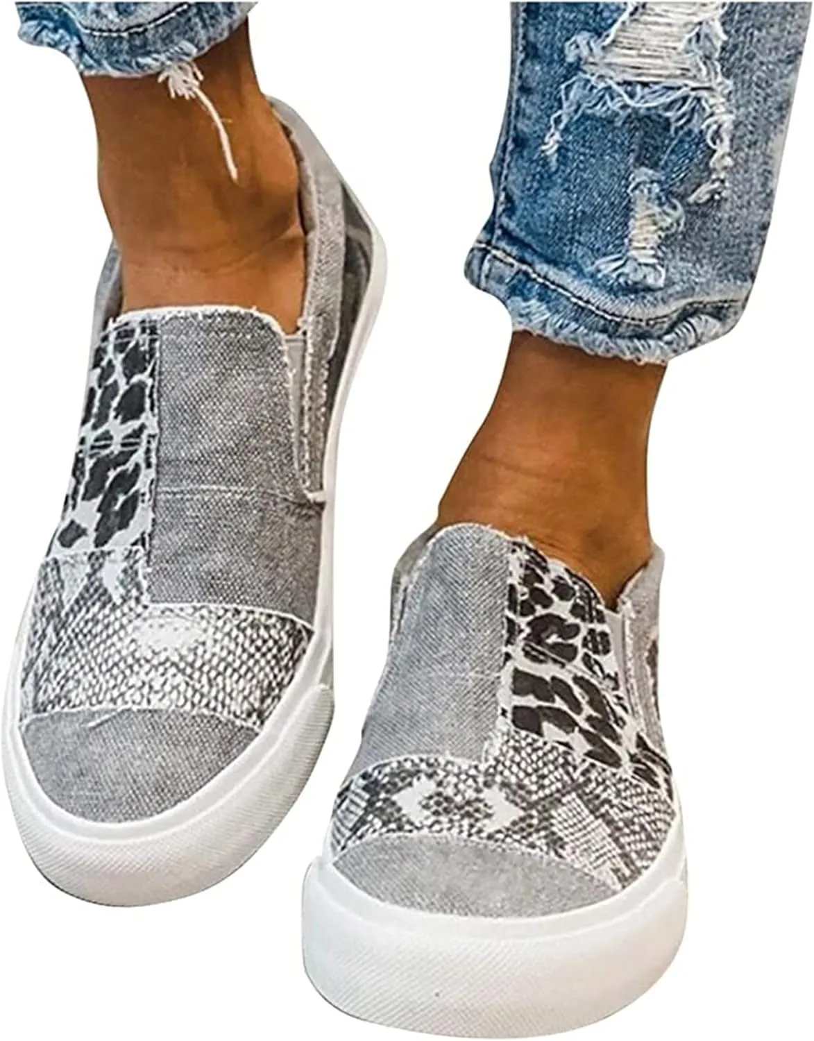 Lausiuoe Christmas Shoes For Women Flats Canvas Shoes Fashion Non-Slip Classic Casual Comfort Low Top Walking Sneakers Loafers