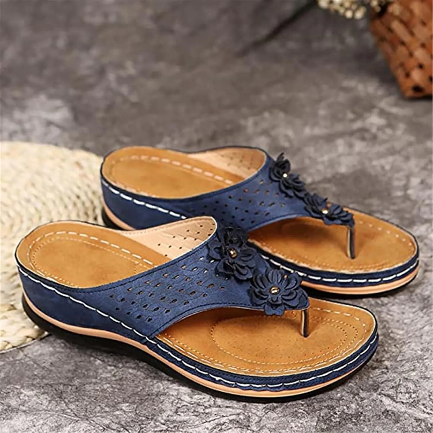Lausiuoe Flip Flops For Women Beach Wear Original Orthotic Comfort Walking Shoes Dressy Summer Sandals With Arch Support