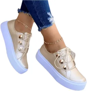 Lausiuoe Platform Shoes For Women Sneakers Lightweight Non-Slip Casual Fashion Soft Comfort Breathable Walking Shoes