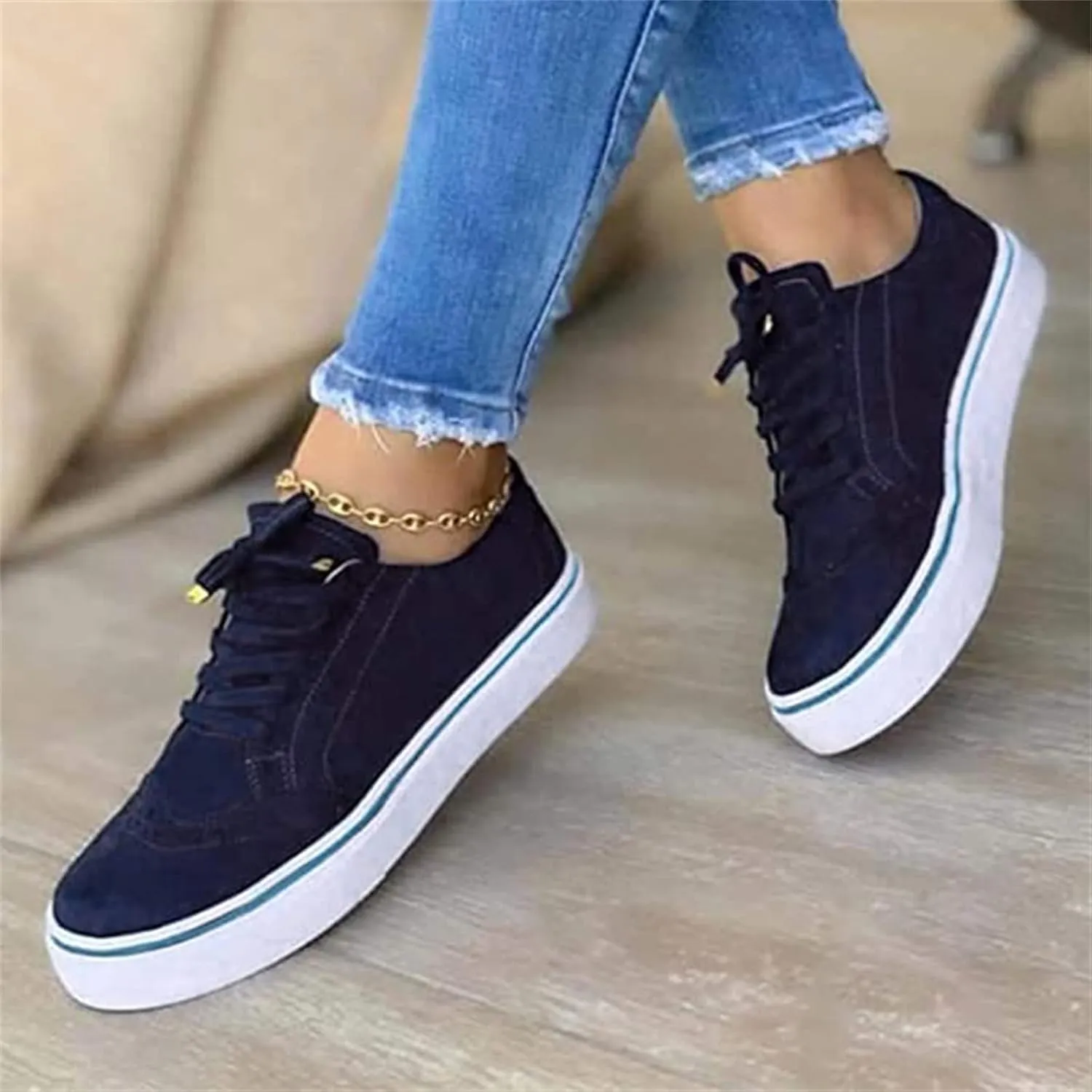 Lausiuoe Shoes For Women Dressy Flats Canvas Loafers Comfortable Casual Fashion Walking Classic Lightweight Slip On Sneakers