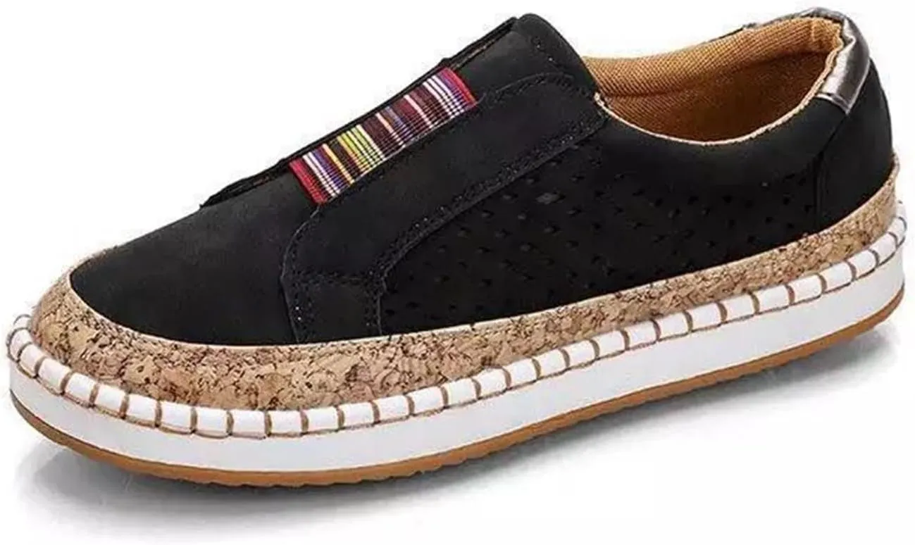 Lausiuoe Shoes For Women Dressy Flats Canvas Loafers Fashion Round Toe Non-Slip Casual Comfortable Walking Slip On Sneakers