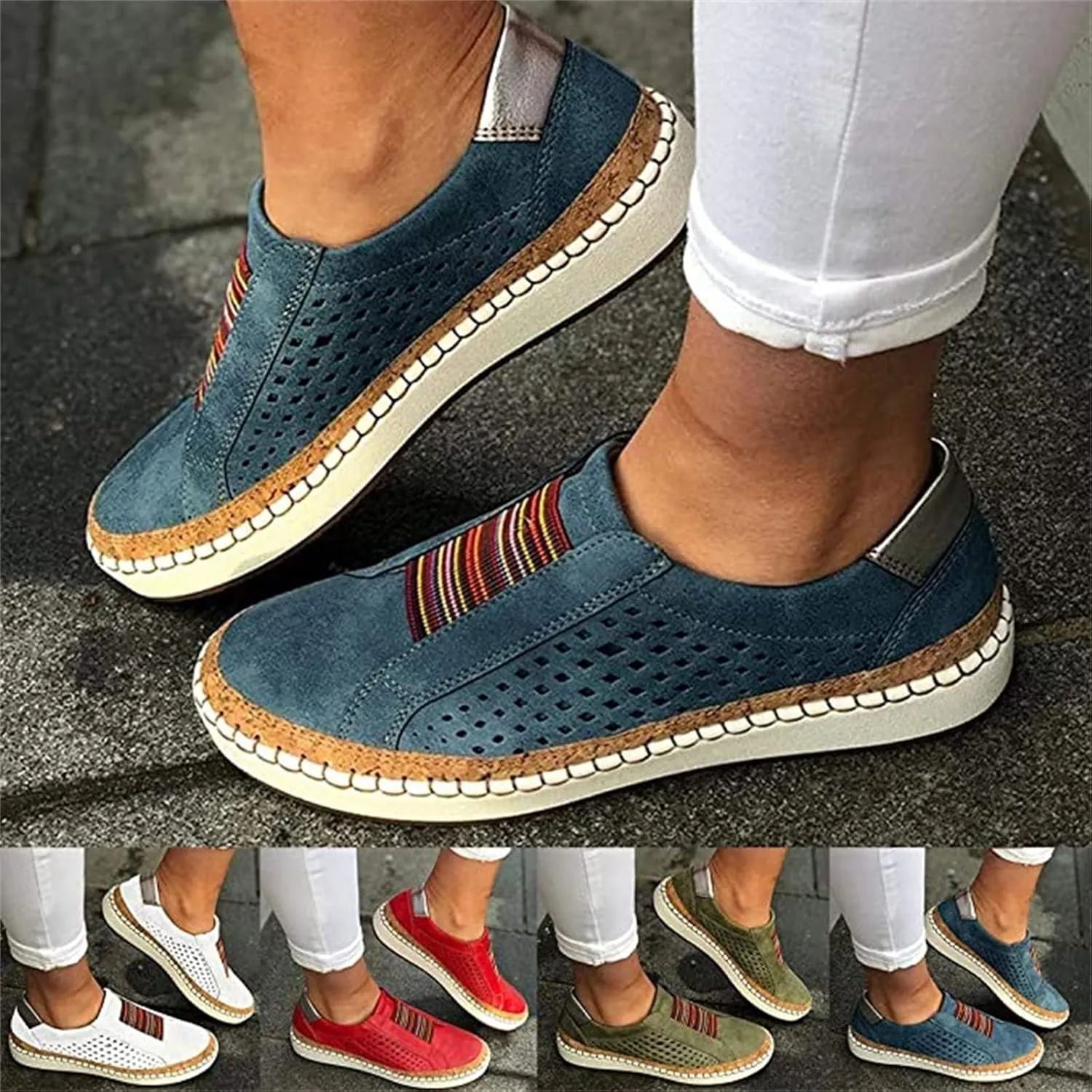 Lausiuoe Shoes For Women Sneakers Cute Low Cut Canvas Walking Shoes Casual Fashion Soft Comfort Slip On Flat Loafers