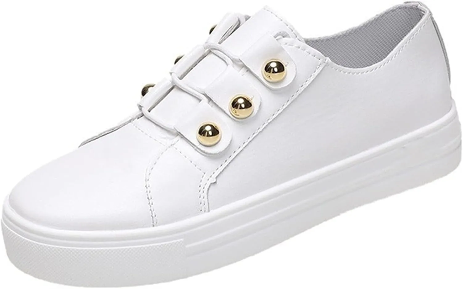 Lausiuoe Shoes For Women Sneakers White Womens Canvas Sneakers Low Top Fashion Comfortable Classic Casual Lightweight Soft Breathable Non-Slip Walking Flat Shoes Loafers