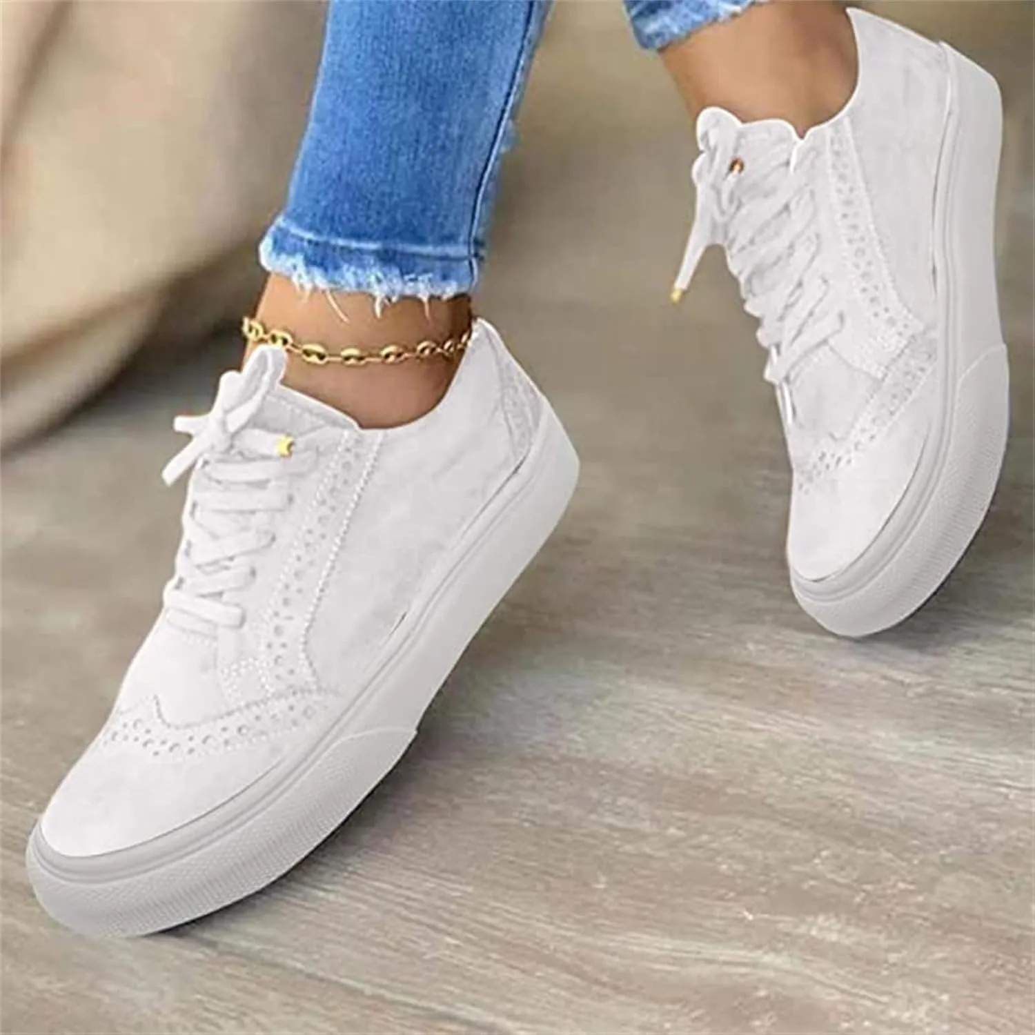 Lausiuoe Women's Fashion Sneakers Slip On Round Toe Lightweight Flat Shoes Casual Low Top Soft Comfort Walking Loafers
