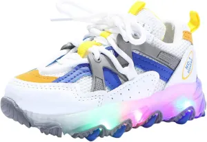 LED Light Up Sneakers Breathable Sport Casual Girls Boys Shoes Adjustable Strap Flashing for Toddler/Little Kid (Blue, 11.5 Little Kid)