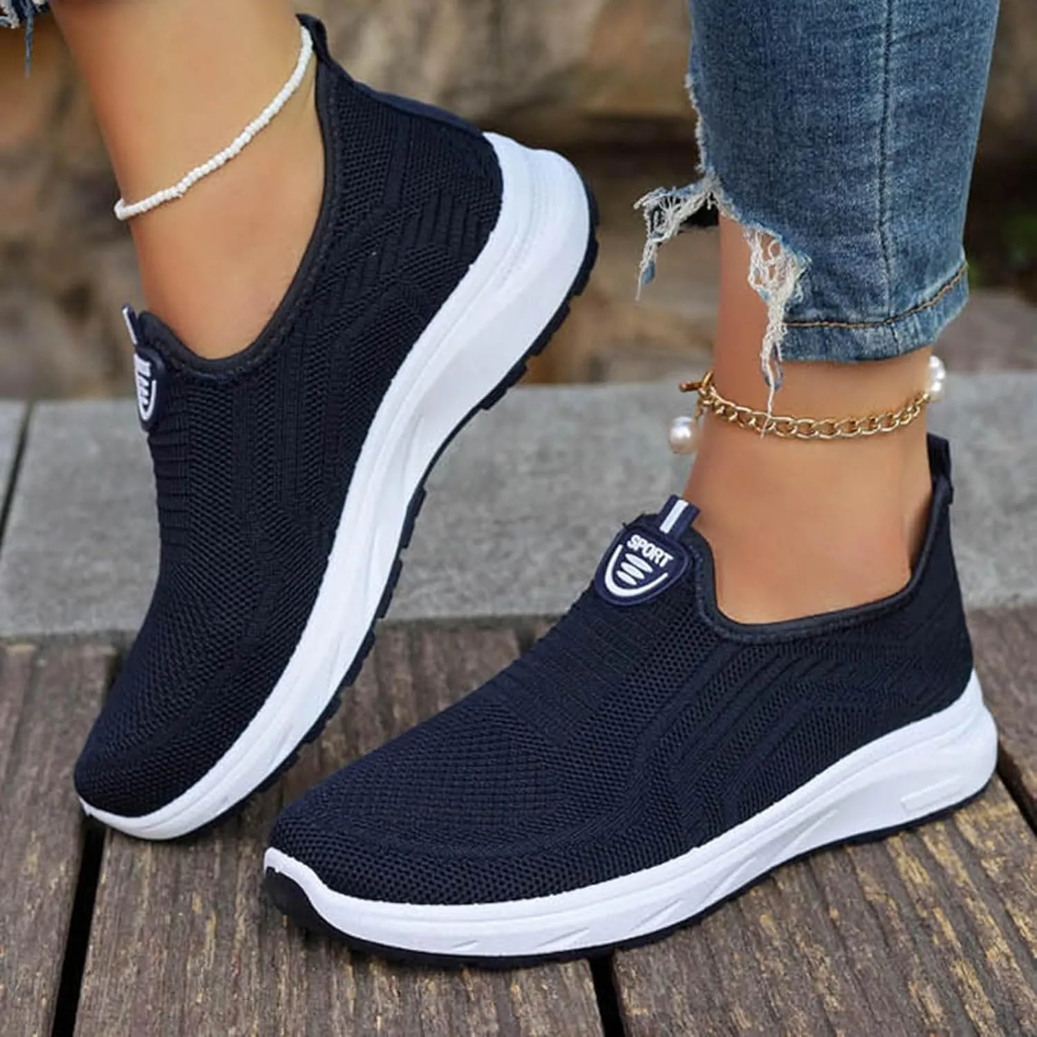 Loafers for Women Casual Women's Comfortable Lightweight Loafers Slip On Sneakers Flat Platform Sandals Women