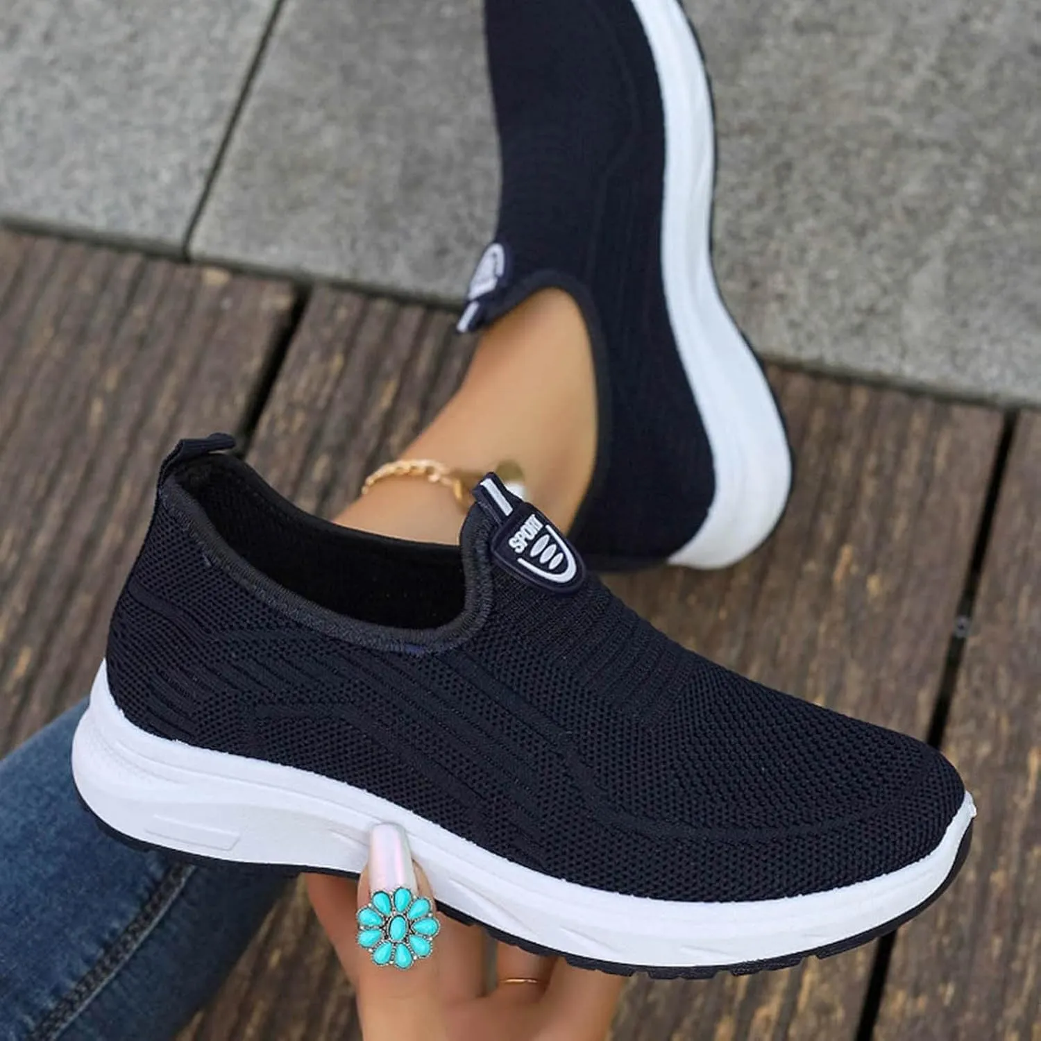 Loafers for Women Casual Women's Comfortable Lightweight Loafers Slip On Sneakers Flat Platform Sandals Women