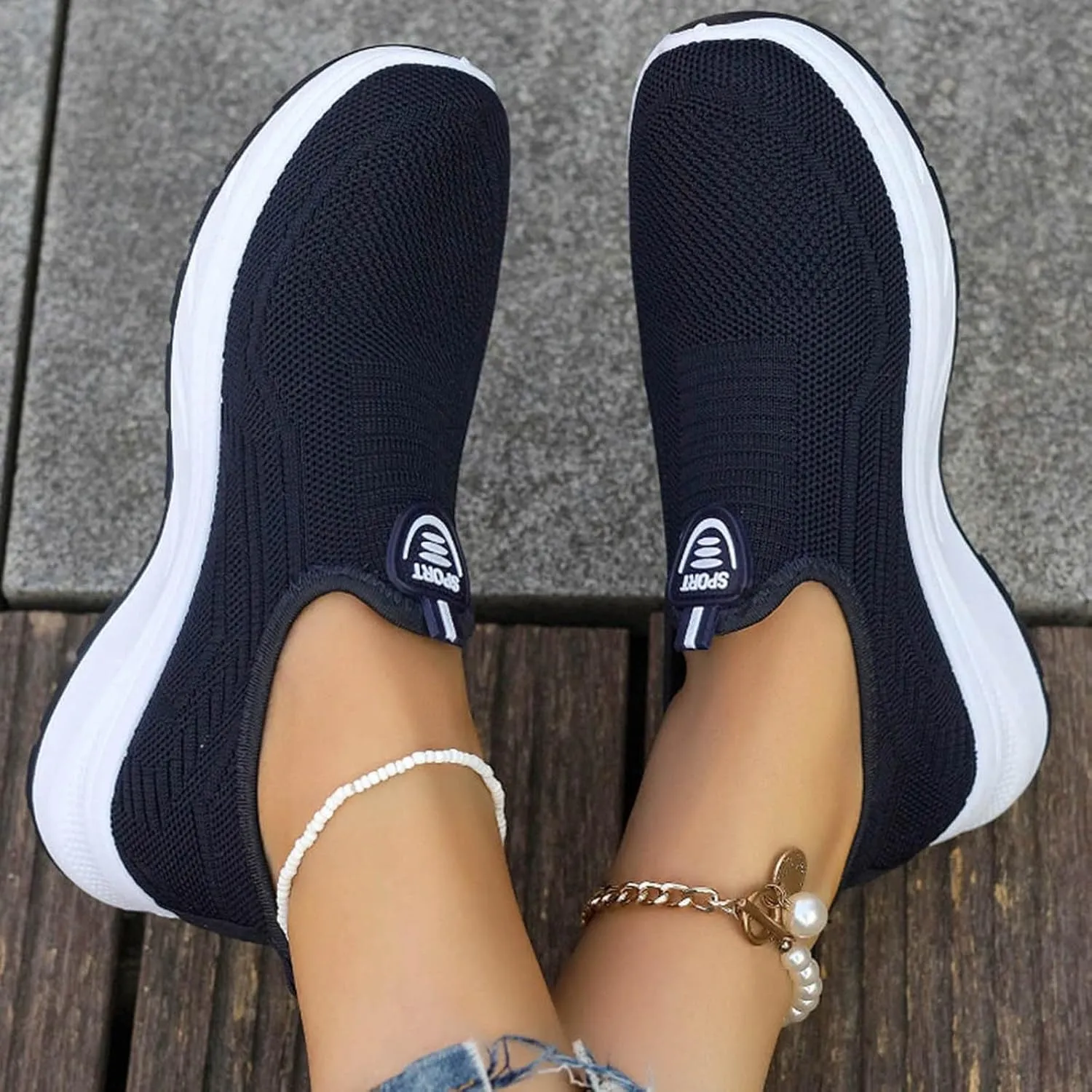 Loafers for Women Casual Women's Comfortable Lightweight Loafers Slip On Sneakers Flat Platform Sandals Women