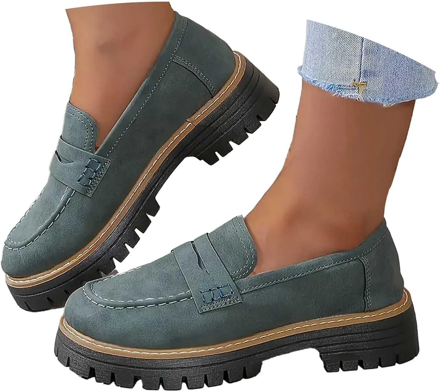 Loafers for Women Platform Slip On Loafers Dressy Business Shoe Comfortable Chunky Shoes Casual Work Shoes